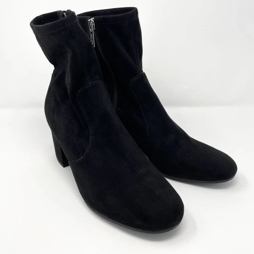 Unisa Black Suede Block Heel Ankle Boots - Picture 4 of 11